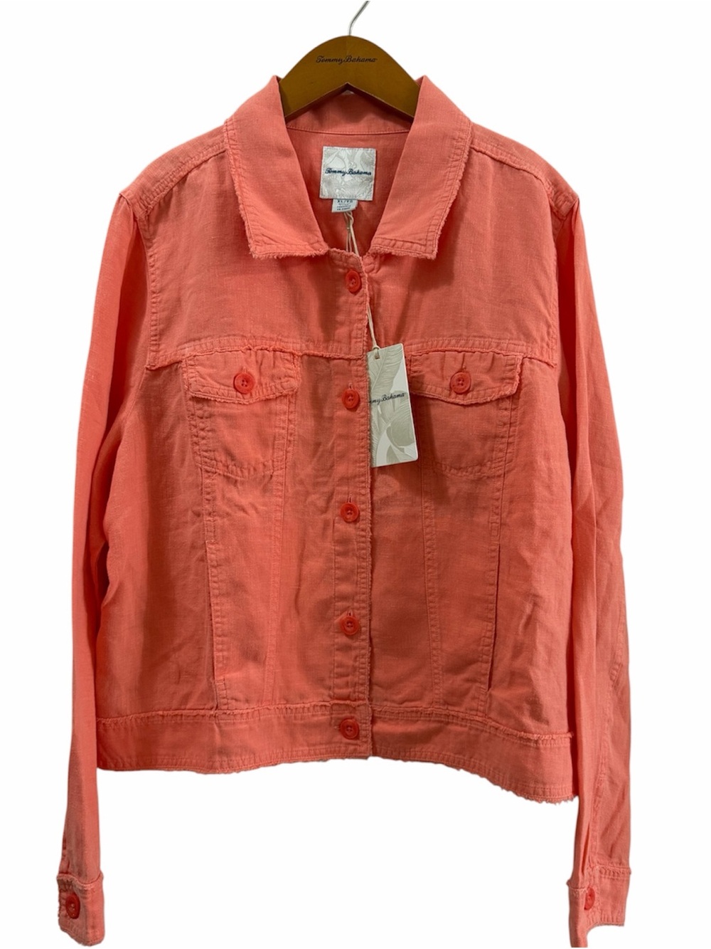 Tommy Bahama Two Palms Raw Edge Linen Jacket XL Light Salmon NWT